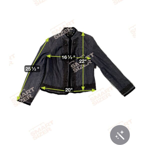 INC  denim with black  embroidery jacket size L - Picture 5 of 10